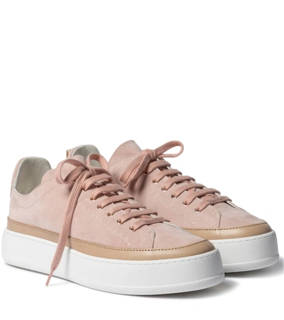 Shop Max Mara Tamila Suede Sneakers In Pink