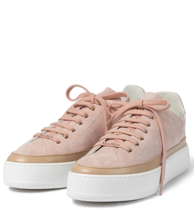Shop Max Mara Tamila Suede Sneakers In Pink