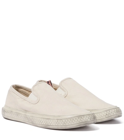 Shop Acne Studios Canvas Slip-on Sneakers In White