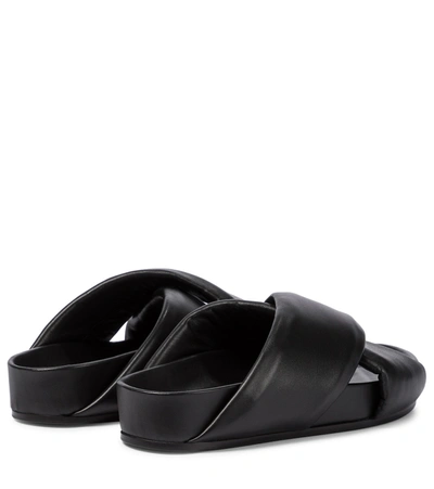 Shop Jil Sander Quilted Leather Sandals In Black