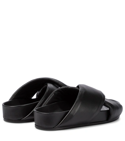 Jil Sander Quilted Leather Sandals In Black