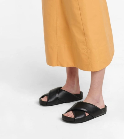 Jil Sander Quilted Leather Sandals In Black