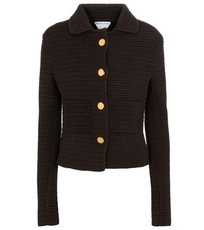 Shop Bottega Veneta Crochet Cardigan In Brown