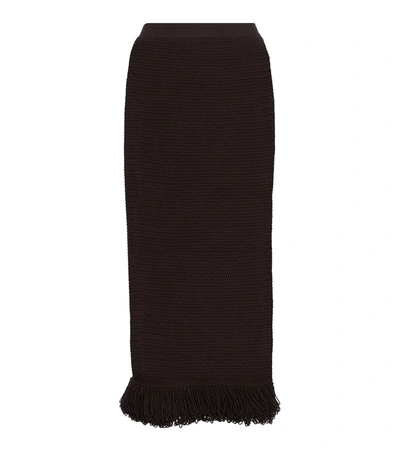 Shop Bottega Veneta Crochet Midi Skirt In Brown