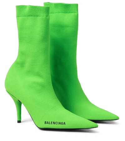 Shop Balenciaga Knife Sock Boots In Green