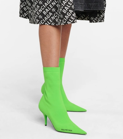Shop Balenciaga Knife Sock Boots In Green