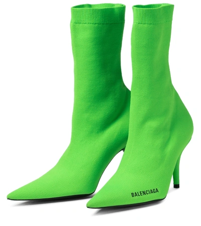 Shop Balenciaga Knife Sock Boots In Green