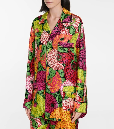 X Ken Scott Floral-print Silk-twill Pyjamas In Burgundy Multi