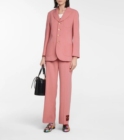 Shop Gucci Stretch-cady Blazer In Pink
