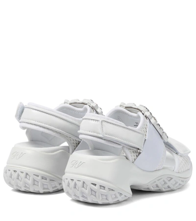 Shop Roger Vivier Viv' Run Embellished Leather Sandals In White