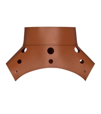 Shop Loewe Obi Cut-out Leather Corset Belt In Brown