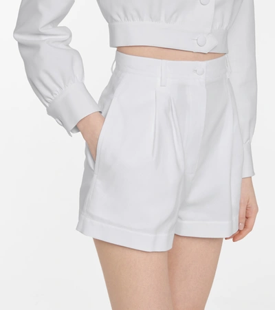 Shop Alaïa High-rise Cotton Shorts In White