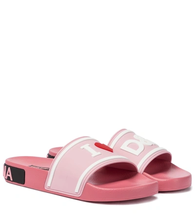 Shop Dolce & Gabbana Logo Slides In Pink