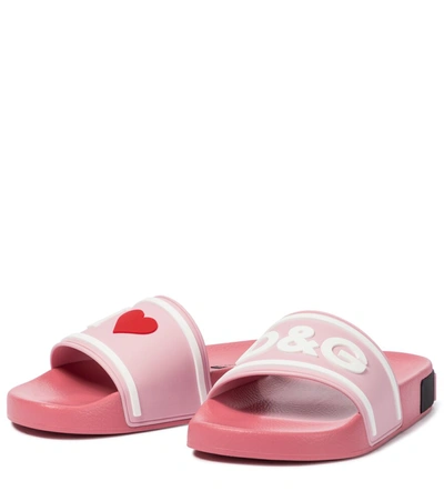 Shop Dolce & Gabbana Logo Slides In Pink