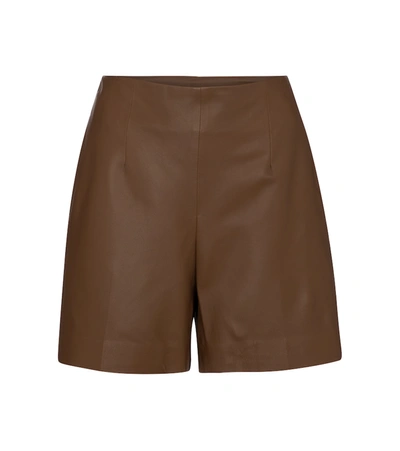 Shop Vince Leather Shorts In Brown