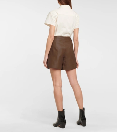 Shop Vince Leather Shorts In Brown