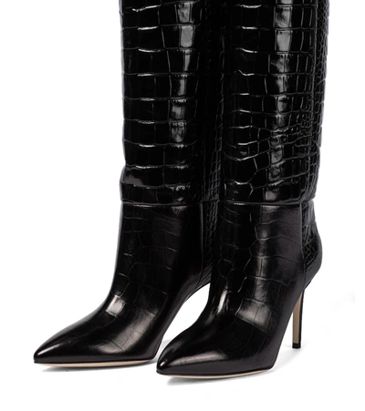 Paris Texas Stiletto Boot High Heels Boots In Black Leather In Black