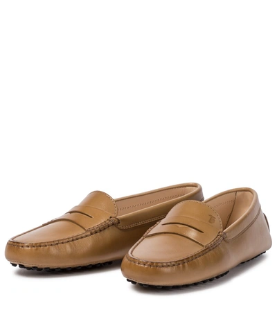 Shop Tod's Gommino Leather Loafers In Brown