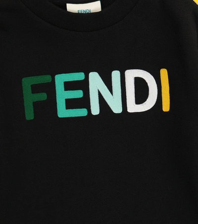 Shop Fendi Logo Cotton Sweatshirt In Black