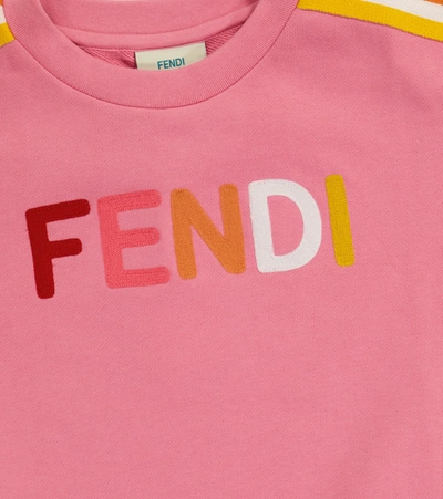 Shop Fendi Logo Cotton Sweatshirt In Pink