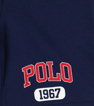 Shop Polo Ralph Lauren Logo Drawstring Cotton Shorts In Blue
