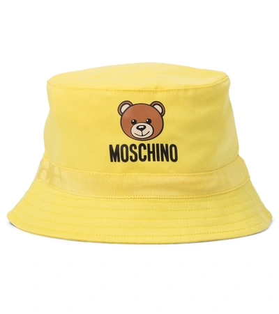 Shop Moschino Baby Stretch-cotton Bucket Hat In Yellow