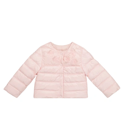 Shop Moncler Baby Denisa Floral Down Jacket In Pink