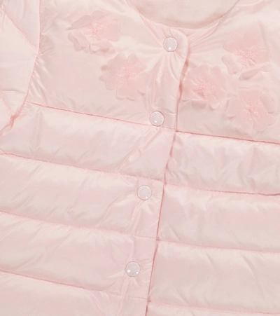 Shop Moncler Baby Denisa Floral Down Jacket In Pink