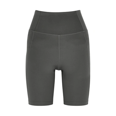 Shop Girlfriend Collective High-rise Bike Black Shorts In Grey
