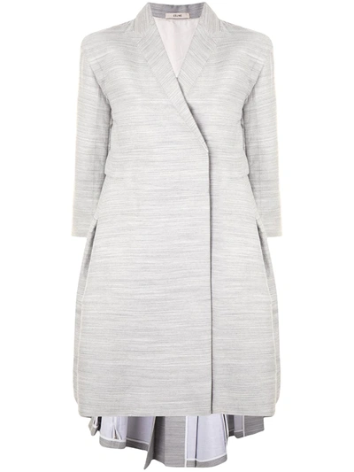 Pre-owned Celine  Box Pleat Flared Coat In Grey