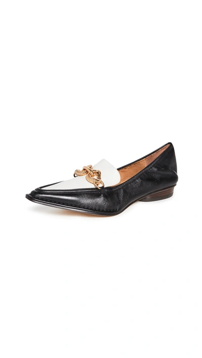 Shop Tory Burch Jessa Pointy Toe 20mm Loafers In New Ivory/perfect Black