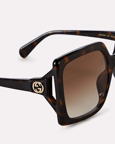 Shop Gucci Oversized Square Sunglasses In Brown