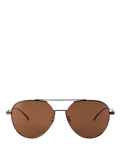 Shop Bottega Veneta Oversized Aviator Sunglasses In Brown