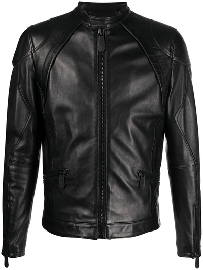 Shop Philipp Plein Moto Leather Jacket In Black