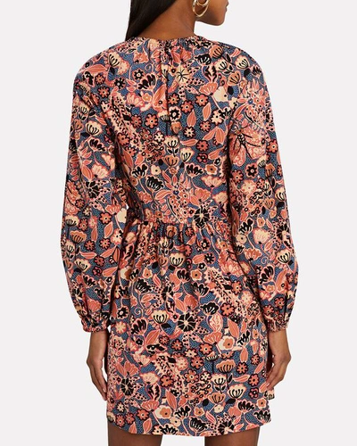 Shop A.l.c Myra Floral Poplin Mini Dress In Navy/coral