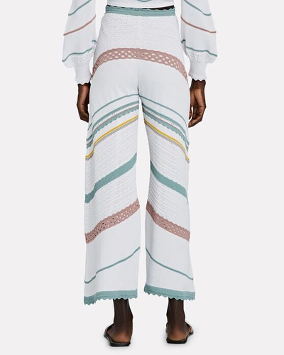 Shop Alexis Saloni Pointelle Wide-leg Pants In White
