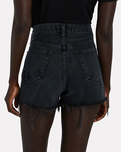 Shop Agolde Parker Cut-off Denim Shorts In Vortex