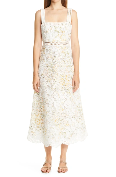 Shop Zimmermann Amelie Floral Broderie Anglaise Midi Sundress In Ivory Floral