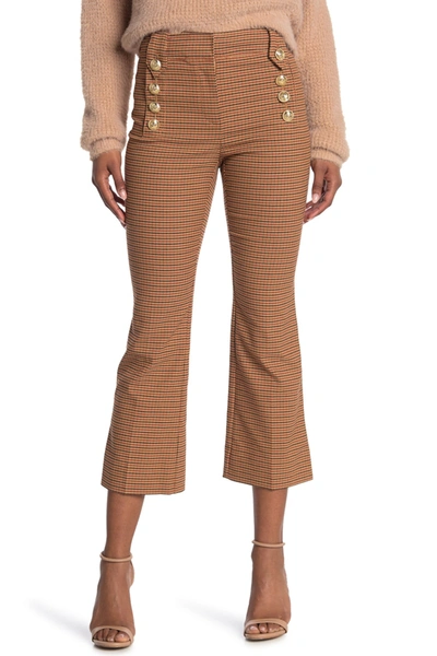 Shop Derek Lam Corinna Button Plaid Trousers In Rust Multi