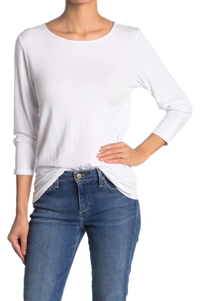 Shop Michael Stars Sydney Classic Boat Neck Quarter Sleeve Top In White