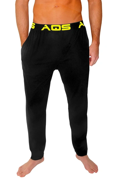 Shop Aqs Slim Fit Lounge Pants In Black W/ Yellow