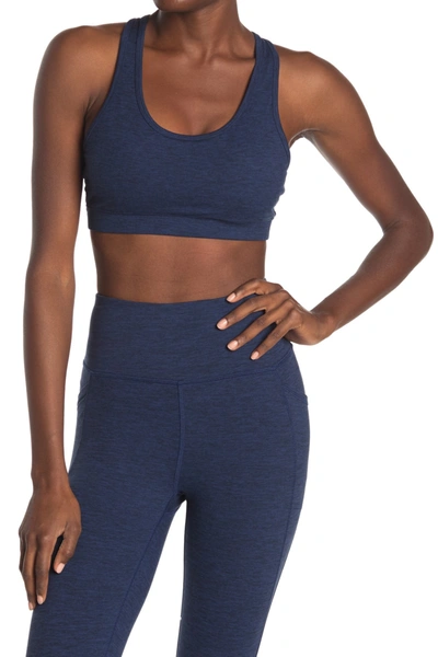 X By Gottex Active Racerback Cutout Sports Bra In Navy Htr