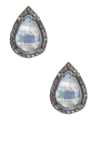 Shop Adornia Moore Moonstone & Champagne Diamond Earrings In Silver-white