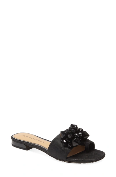 Shop Donald Pliner Frances Slide Sandal In Black Fabric