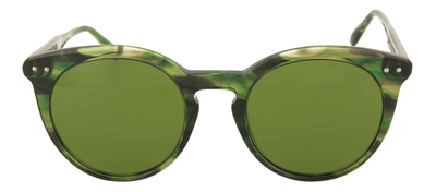 Shop Bottega Veneta Bv0096s-30001098003 Round/oval Sunglasses In Green