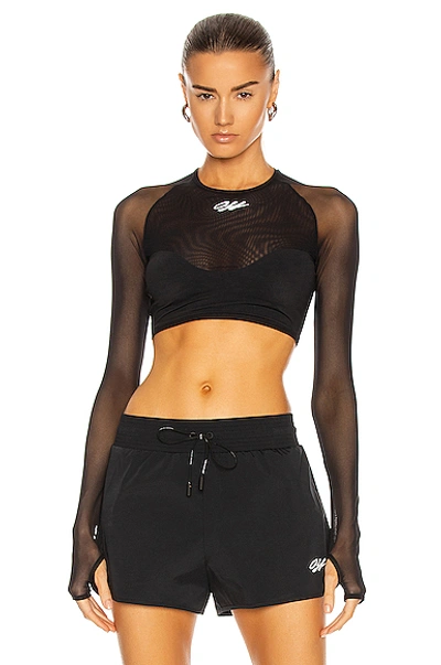 Shop Off-white Athleisure Cropped Top In Black & White
