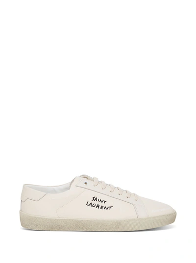 Shop Saint Laurent Low Top Sneakers In Fabric With Logo In White