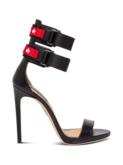 Shop Dsquared2 Leather Sandals With Buckles In Black