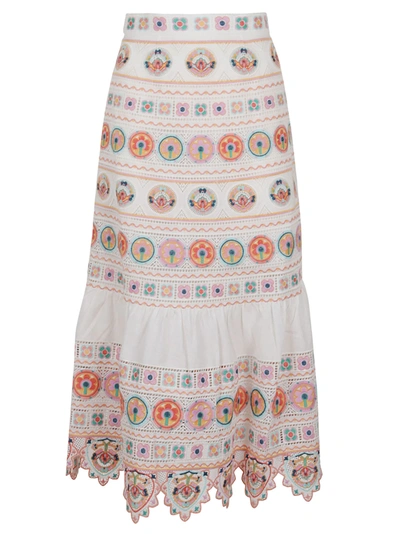 Shop Zimmermann Brighton Embroidered Skirt In Mul Multi