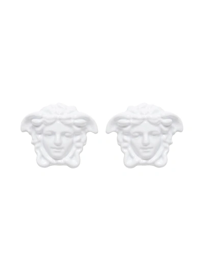 Shop Versace White Medusa Earrings
